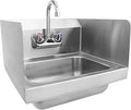 AmGood Stainless Steel Wall Mount Hand Sink with Faucet | Commercial Hand Washing Basin For Restaurant, Kitchen | NSF. (12" x 12" with Sidesplash)