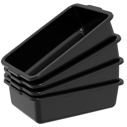 24 L Plastic Commercial Bus Tub, Large Plastic Bus Tub, Black, 4 Packs