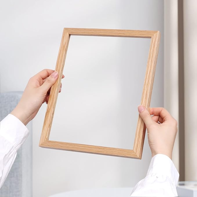 Fun Memories 11x14 Picture Frame, Solid Oak Wood 11 x 14 Photo Frames for Wall, 11 by 14 Frames with Tempered Real Glass, 11x14 Picture Frame with Mat for 8x10, Wooden Wall Gallery 11 x 14 Frame Set