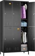 METAN Metal Locker for School Office Gym Bedroom,6 Doors Steel Storage Lockers Cabinet for Employees,Industrial Storage with 1 Shelf,Assembly Required,Black