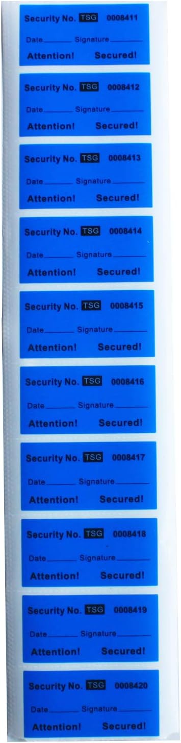 100pcs Non Transfer Tamper Resistant Security Warranty Void Labels/Stickers/Seals (Blue, 1 x 2 inches, Unique Nnumbers)