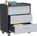 Metal Garage Cabinet on Wheels, Heavy Duty Steel Rolling Tool Cabinets with Drawers, Mobile Tool Cart Garage Storage Cabinets for Warehouse Basement, Assembly Required