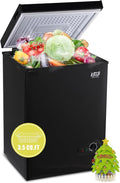 3.5 Cu.Ft Deep Compact Freezer with a Removable Basket, Chest Freezer 7 Gears Temperature Control(-18°F to -46°F), for House, Garage, Kitchen, Basement, Shop, Black