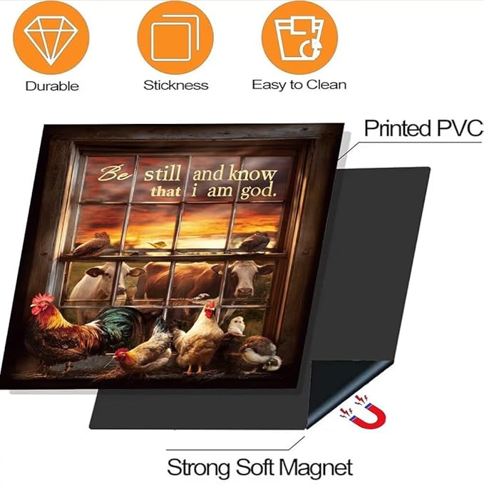Farm Animal Dishwasher Magnet Cover - Be Still and Know That I am God Sticker Kitchen Decoration, Rooster Dishwasher Covers for Front, Farmhouse Magnetic Refrigerator Skin Panel Cover, 26"x17"