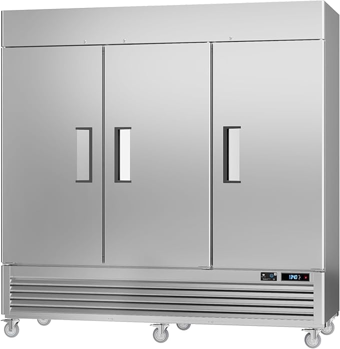VEECOOL 72 cu.ft Commercial Refrigerator WiFi-Enabled, 82" Two Section Full Door Stainless Steel Reach in Refrigerator, LED Lighting, App and Digital Control, R290 Refrigerant, ETL&ETL Sanitation