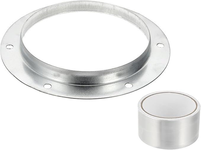 PATIKIL 6 Inch Duct Connector Flange, Metal Straight Pipe Exhaust Flange Duct Mounting Plate for Heating Cooling Ventilation HVAC System, Galvanize Steel