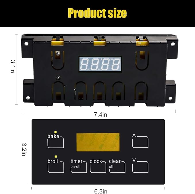 316455410 Range Oven Control Board for Electrolux Kenmore, Gas Range 7 Button Control Board Clock 5304518661 316222800