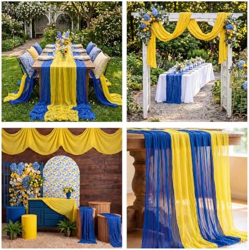 6 Pcs Blue Yellow Party Decorations Amalfi Coast Table Runner