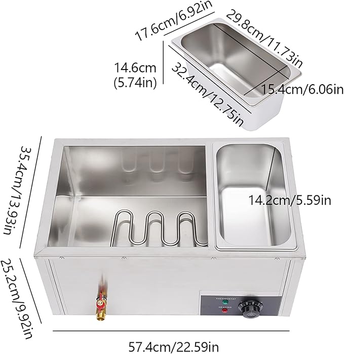 Steam Table Food Warmer Bain Marie Buffet Warmer, 850W 3-Pan Catering Buffet Warmers, 22Qt Electric Commercial Food Warmer with Lids, 86℉-185℉ Temp Control for Parties, Hotels, Restaurants