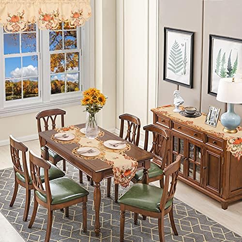 Simhomsen Thanksgiving Harvest Pumpkins Table Runners for Autumn Or Fall Decorations, Embroidery (14 × 90 Inches)