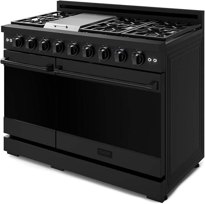 Gordon Ramsay by THOR Kitchen 48 Inch Professional Gas Range with Double Oven in Black