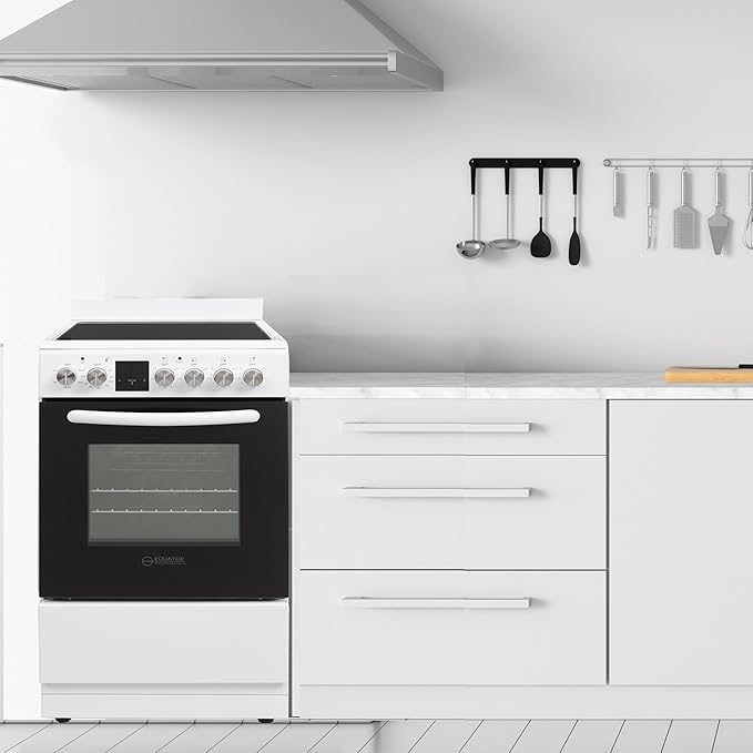 Equator ECR 204 20" Electric Range in WHITE – 4 Ceramic Burners, Convection Oven & Air Fry Function, Compact Freestanding Electric Stove for Apartments, Condos & Tiny Kitchens