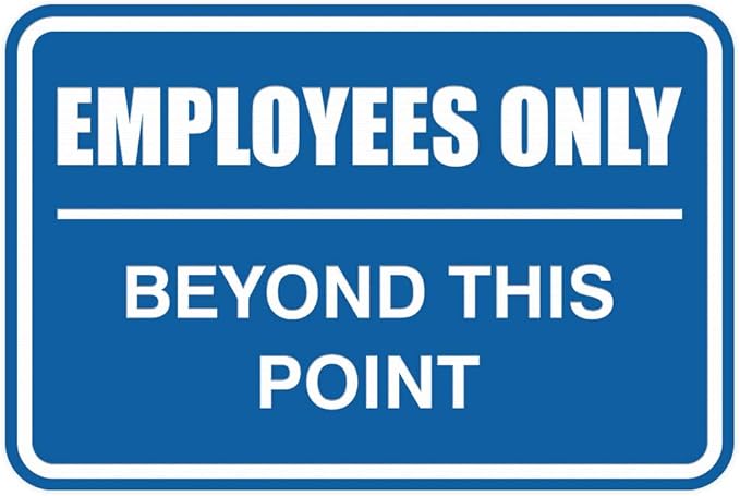All Quality Classic Framed Employees Only Beyond This Point Wall or Door Sign | Easy to Install Business Signage - Medium (Blue) 1 Pack