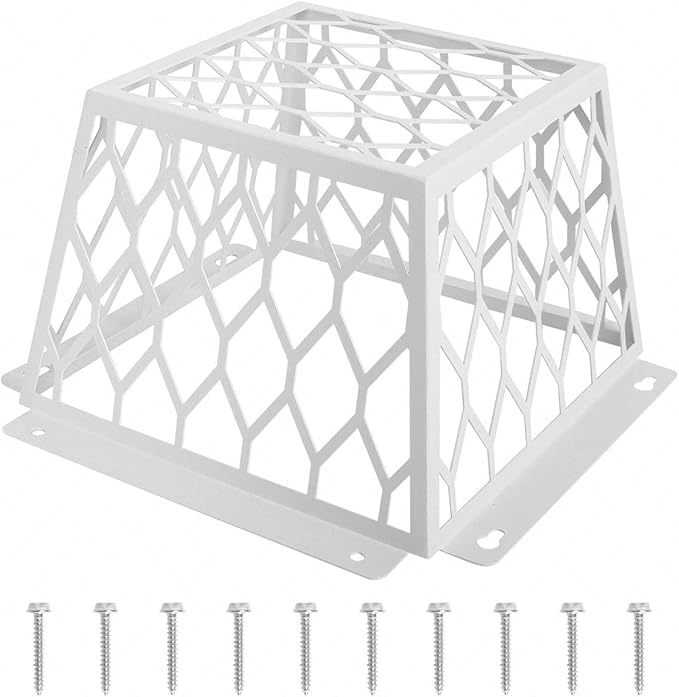 Dryer Vent Bird Guard – Steel Exhaust Vent Cover for 3" to 4" Dryer & Bathroom Vents, Keeps Birds and Small Animals Out, Galvanized Metal Cage, 7"x7"x5" (White-1PCS)