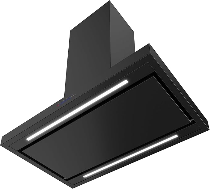 Futuro Futuro Island-mount Range Hood 36" 940-CFM | Positano Black | Black Steel Vent Hood | Modern Italian Exhaust Hood |LED, Ultra-Quiet with Blower