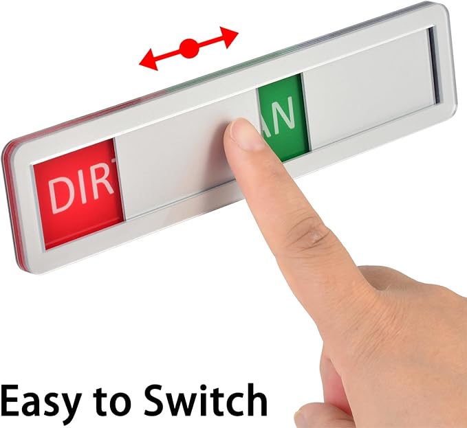 Kichwit Dishwasher Magnet Clean Dirty Dishwasher Running Sign, Works on All Dishwashers, 3 Options, Easy to Switch, Silver