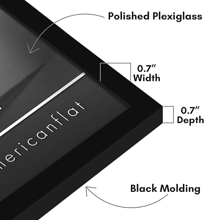 Americanflat 17x21 Picture Frame with Polished Plexiglass - Streamline Collection - Thin Border Picture Frame for Wall Display - Hanging Hardware Included - Black