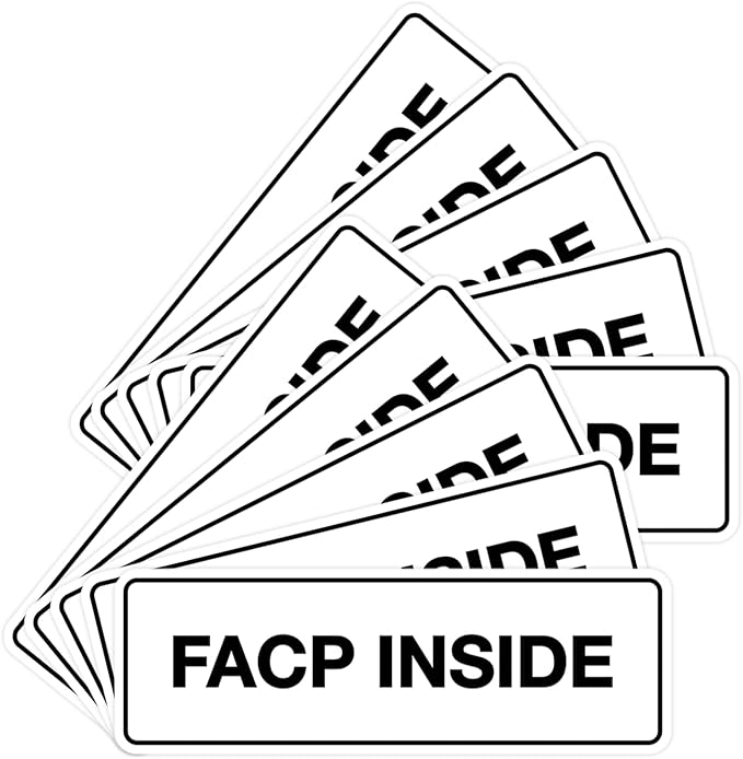 Signs ByLITA Standard FACP Inside Sign | Fire Safety Signage (White) - Small 10 Pack