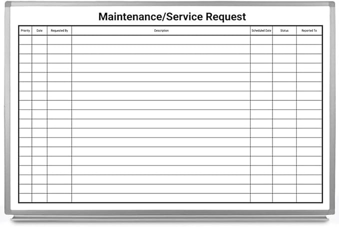 Maintenance/Service Request Whiteboard 48" x 36"