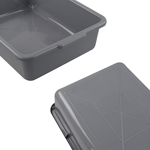 Farmoon 4 Packs 13 L Commercial Bus Tubs, Restaurant Dish Tub, Grey Plastic Wash Basins
