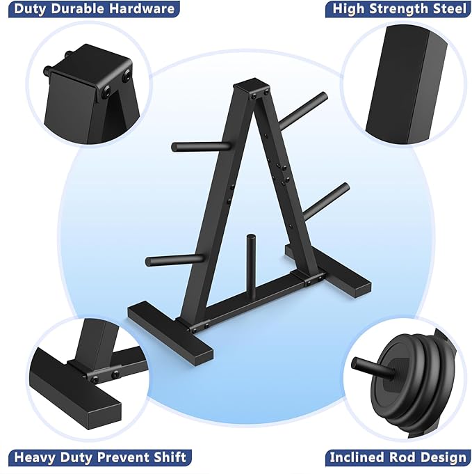 Weight Plate Rack, Weight Tree, 1-Inch Home Gym Storage Stand, Holds 300 lbs