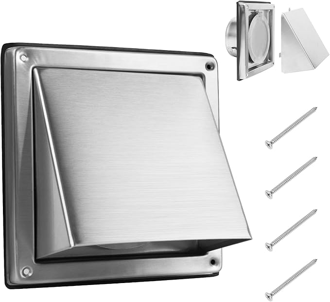 4 Inch Dryer Vent Cover Outside Stainless Steel Wall Vent with Removable Cover and Bird Screen Mesh