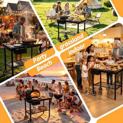 Outdoor Grill Cart,Outdoor Garden Patio BBQ Kitchen Food Prep Table Cart