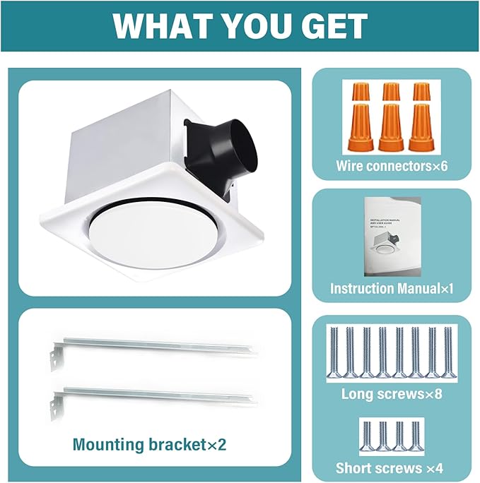 Bathroom Exhaust Fan with Light, UL HVI Certificated 120 CFM 1.2 Sones, 41W Bathroom Fan with Light for Home, 1500lm LED Light 2700K/4000K/6500K