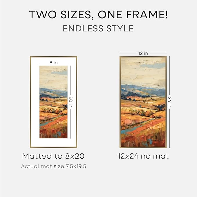 Homeforia 12x24 Picture Frame Bronze, High End Metal 12by24 Brass Poster Frames with Mat 8x20 Photo, 12 x 24 Panoramic Frames Matted to 8 by 20 Print, 24by12 Frames, Tempered Glass, Wall Kit, Set of 2
