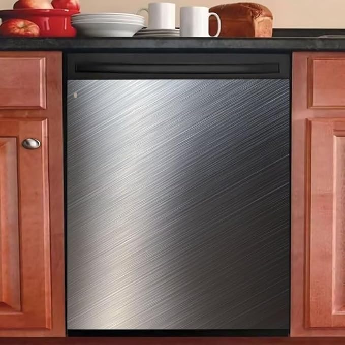 Stainless Steel Dishwasher Magnet Cover, Silver Magnetic Dishwasher Cover for Front Door Panel, Magnetic Dishwasher Decorative Panel Decal Refrigerator Sticker, 23"x 17"