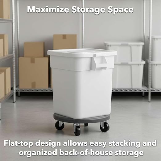 32 Gallon / 510 Cup NSF Mobile Ingredient Bin with Dolly & Flat Lid - Heavy-Duty Feed & Seed Container for Commercial Kitchens, Bulk Flour & Sugar Storage, Rolling Food Storage Bin