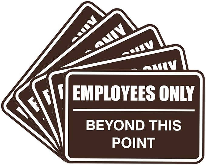All Quality Classic Framed Employees Only Beyond This Point Wall or Door Sign | Easy to Install Business Signage - Medium (Dark Brown) 5 Pack