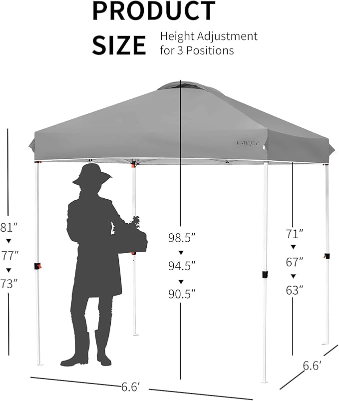 Tangkula Outdoor Pop-up Canopy Tent, 6.6 x 6.6 FT Height Adjustable Commercial Instant Canopy w/Portable Roller Bag, 4 Weight Bags, Outdoor Camping Sun Shelter for Camping, Party