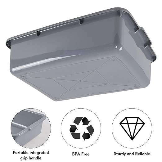 4 Packs 23 L Plastic Bus Tubs, Commercial Bus Box Bins, Gray