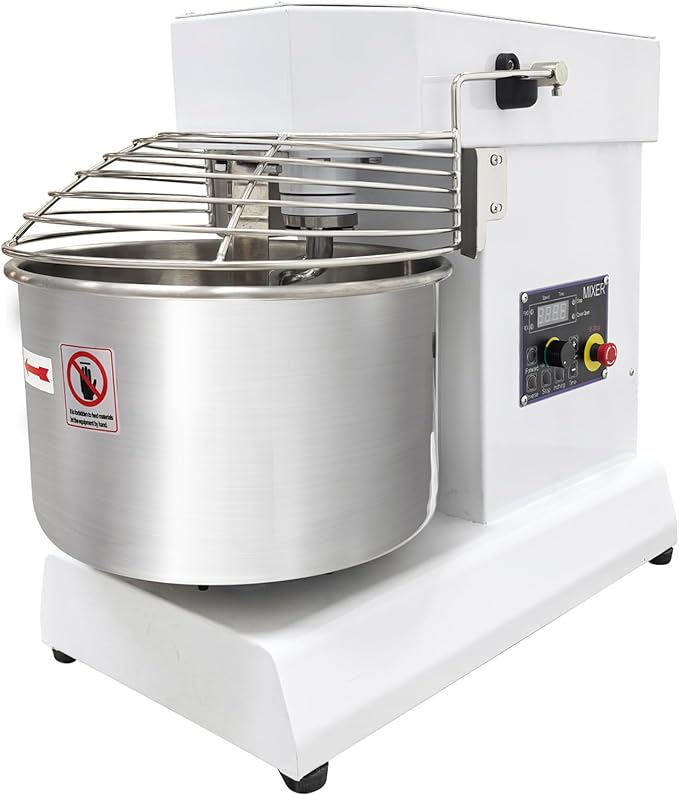 15L Commercial Dough Mixer with Dual Rotation and Steplessly Variable Speed, 1100W Electric Dough Kneading Machine, Time Set, Digital Display, for Bakery Pizzeria – 11 lbs Capacity