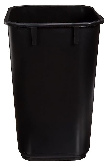 Amazon Basics Small Trash Can, Rectangular Commercial Office Wastebasket, 3 Gallon (Pack Of 6), Black
