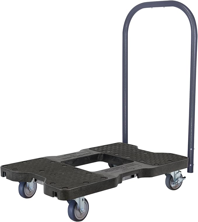SNAP-LOC, 4 Wheel Dolly, 1,200 lb Professional E Track Push Cart Dolly, Heavy Duty Furniture Moving Cart, Modular Cargo Platform, Made in USA, Black