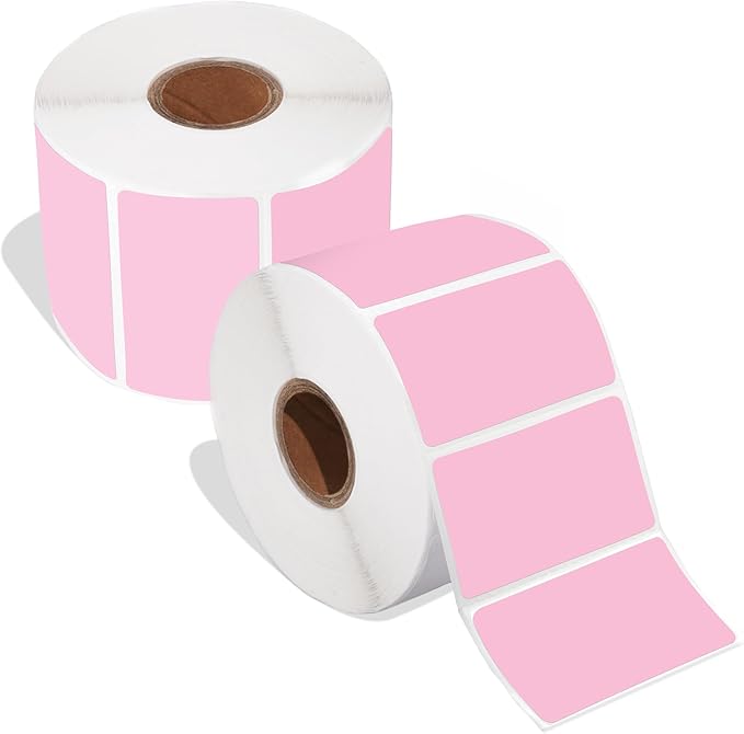 Spartan Industrial - 2.25" X 1.25" Direct Thermal Pink Labels (2 Rolls, 1000/Roll) Perforated Barcode Address Stickers - Compatible with Rollo, Zebra, MUNBYN Desktop Printers