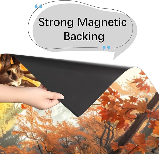 Dishwasher Magnet Cover Front Dishwasher Cover Decoration Reusable Magnetic Door Cover Panel Decal Home Appliances Stickers Kitchen Refrigerator Fridge Autumn Forest Deer 23"x26"