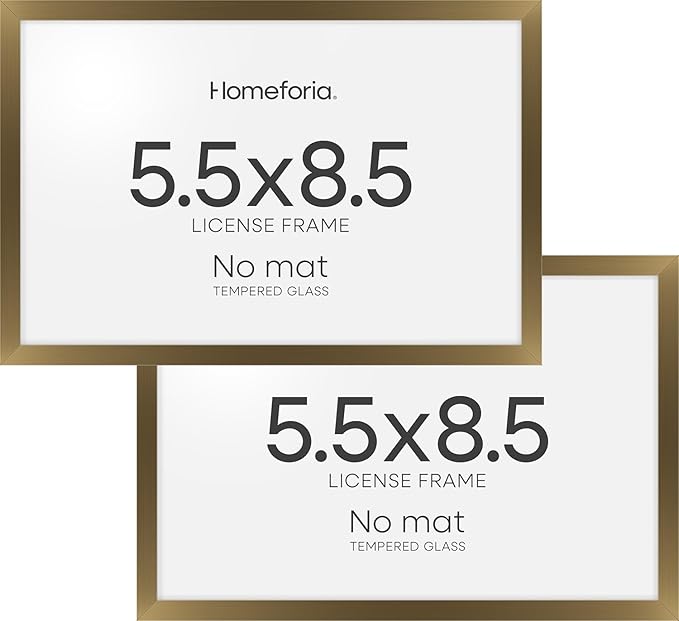 Homeforia 5.5 x 8.5 Business License Frame Bronze, High End Metal 5.5x8.5 Certificate Frame, 8.5x5.5 Document Frames for Wall or Tabletop, 5.5 by 8.5 Picture Frames, Tempered Glass, Wall Kit, Set of 2