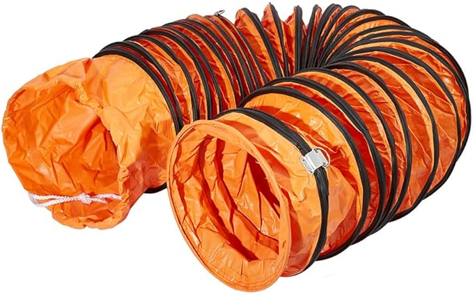 PVC Flexible Duct Hose, HVAC Duct Hosing Flame Retardant for Ventilator Utility Blower Fan with Adjustable Rope and D-Ring, Easy Storage (16inx16ft)