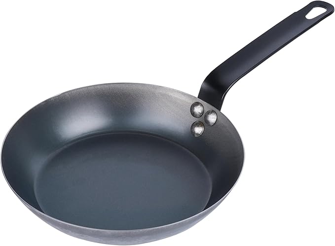 Restaurantware-Met Lux 9 Inch Fry Pans, 6 Lightweight Frying Pans - Induction-Ready, Triple-Riveted, Black Carbon Steel Cooking Skillets, Durable, For Searing, Sauteing, And Browning Food