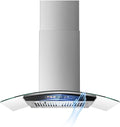 Island Range Hood 36 Inch 700 CFM, Ceiling Mount Kitchen Exhaust Hood with Gesture Sensing & Color Touch Control, Tempered Glass, 3 Speed Vent Fan, 4 LED Lights, Permanent Baffle Filters