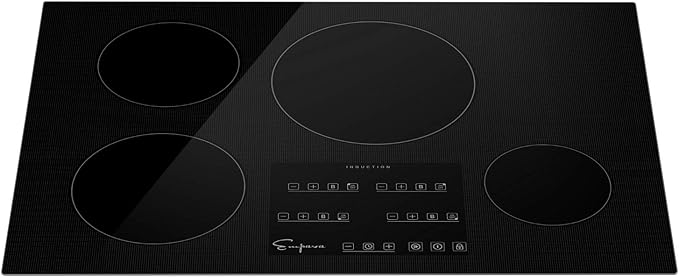 Empava 30 Inch Built-In Electric Induction Cooktop, 4 Zone Smooth Glass Surface, Touch Sensor Control, Power Boost, Child Lock, Timer Function, Hardwired Kitchen Appliance