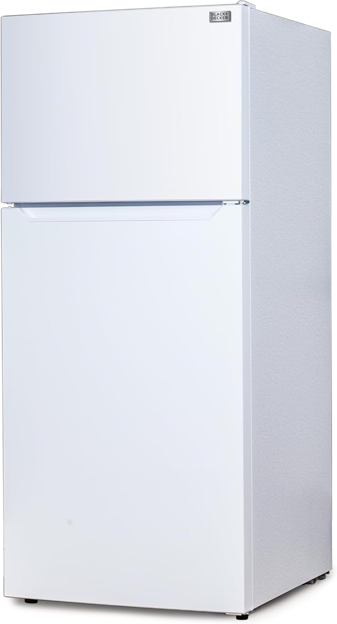 BLACK+DECKER 18.1 Cu. Ft. Top Mount Refrigerator with Ice Maker, 2-Door Refrigerator with Top Freezer, Freezer with Icemaker and Adjustable Temperature Control, ENERGY STAR, BR1810HIMW, White