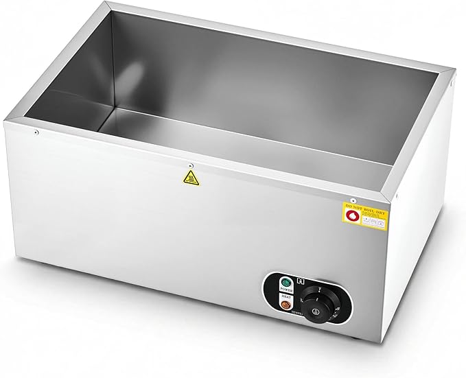 WILPREP Commercial Food Warmer, 1500W Countertop Electric Warmer with 86-185°F Adjustable Temp Control & Over-Temperature Protection, Stainless Steel Buffet Bain Marie for Catering Restaurants