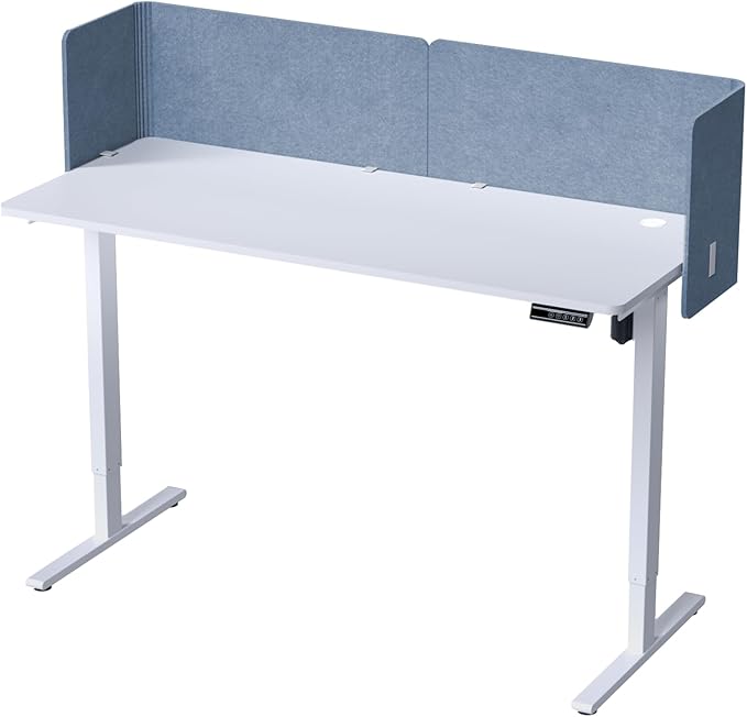 Desk Privacy Panel,2PCS L-Shaped Clamp-On Office Desk Divider,2-in-1 Adjustable Acoustic Desktop Partition Or Under Desk Modesty Screen,for Office,Home,Felt(Blue, 47.2" x 17.7")
