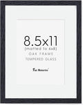 Black Picture Frame 8.5x11, Natural Oak Wood 8.5 x 11 Photo Frame, 8.5 by 11 Frame for Wall, 8.5x11 Picture Frame with Mat for 6x8, Tempered Real Glass, Black Color, Set of 1