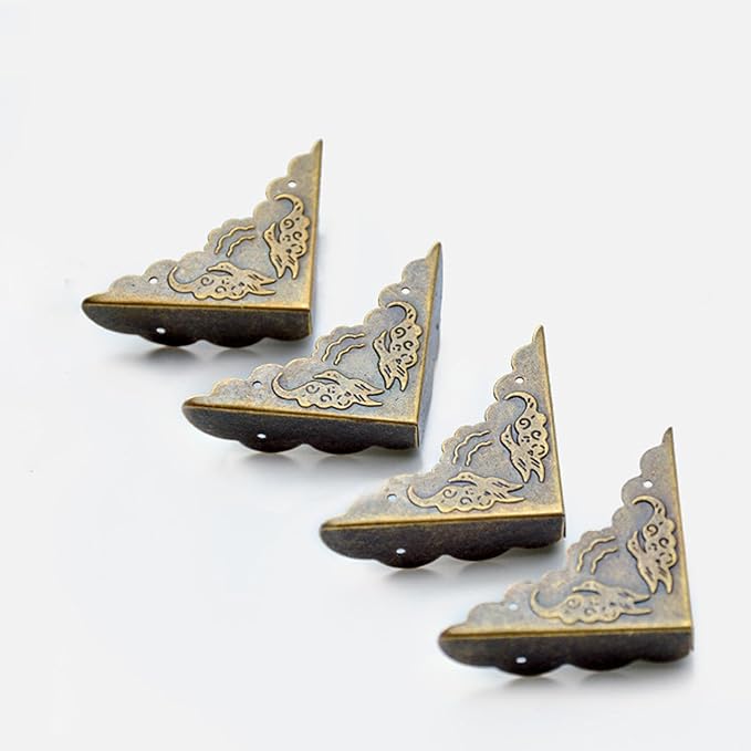 40 Pcs Metal Furniture Corner Protector,Antique Decorative Corner for Jewelry Box,for Storage Box Jewelry Case Cabinet Wooden Chest Etc. (Antique Bronze)