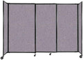 Versare Straightwall Sliding Portable Wall Partition | Freestanding Office Dividers | Locking Wheels | Temporary Room Separator | 7'2'' Wide x 5' Tall Cloud Gray Fabric Panels